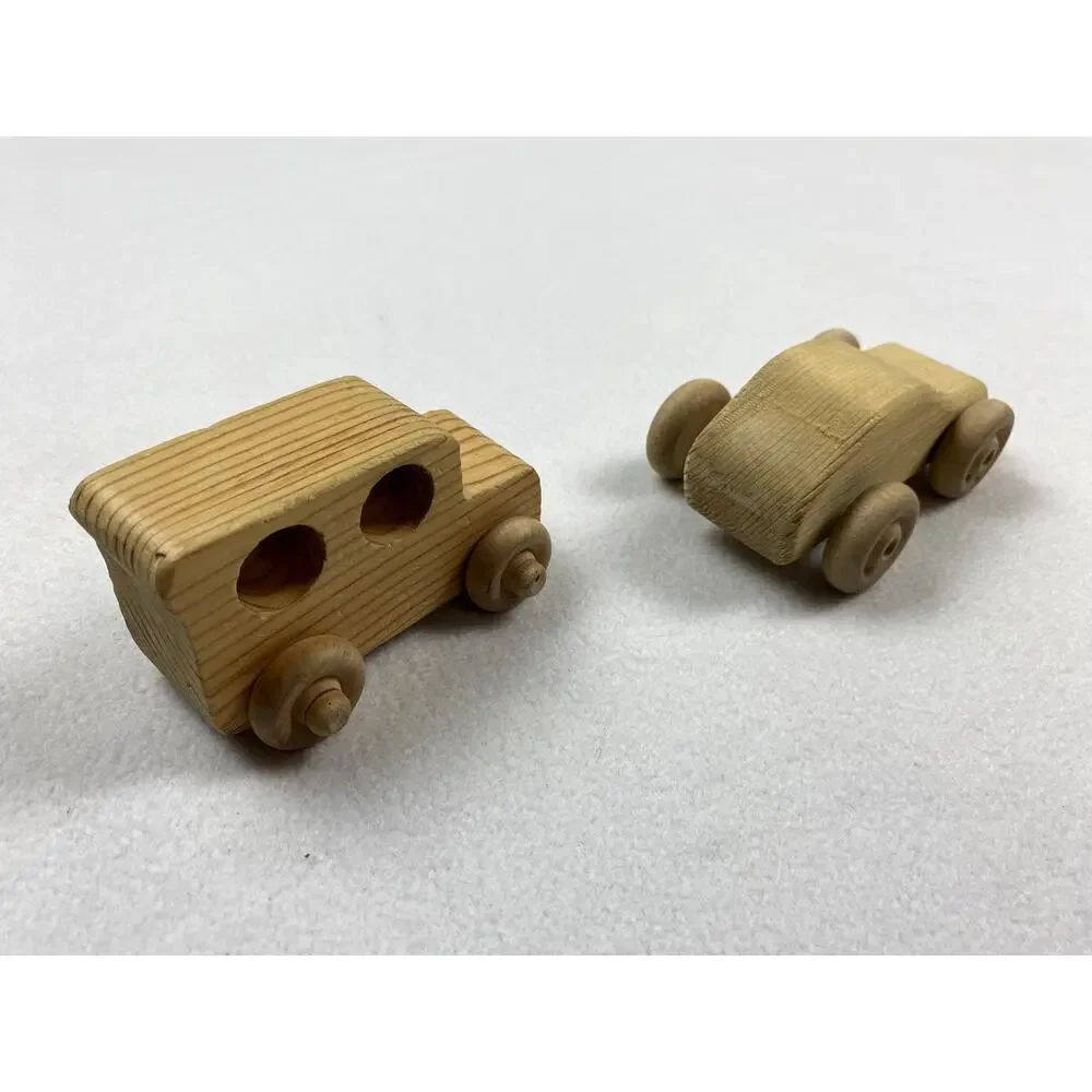 Handmade Wooden Toy Cars Set (2) Montessori Decor